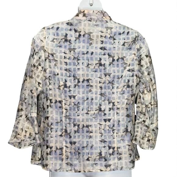 Draper's & Damon's Blouse & Tank Top Set Medium Textured Blue Floral Bell Sleeve - Picture 10 of 11